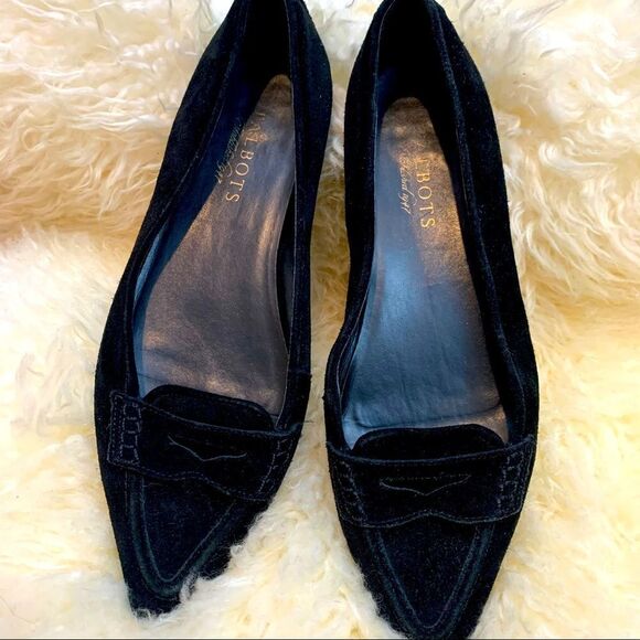 Talbots Black Suede Pointed Toe Loafer - Picture 1 of 6